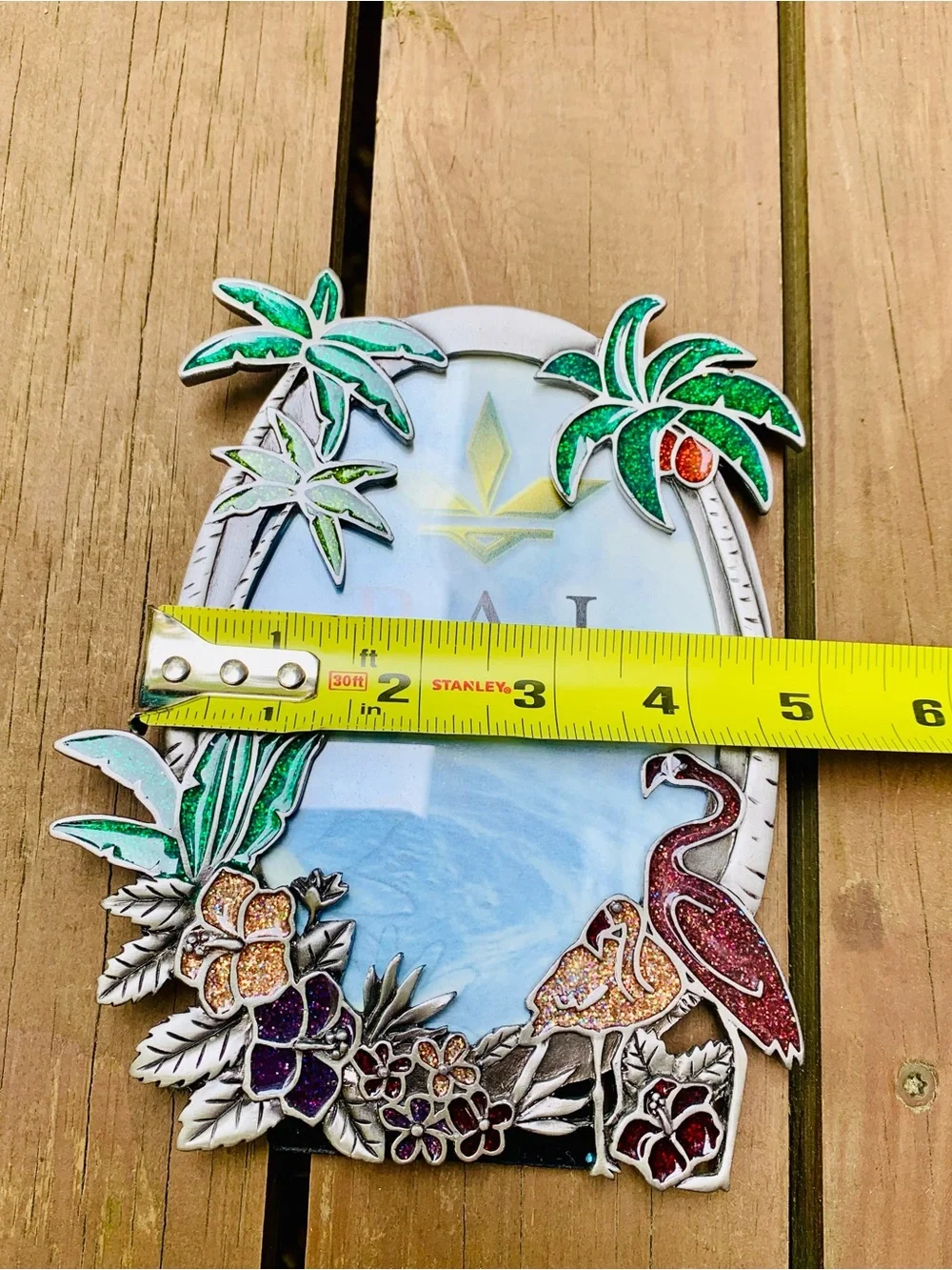 Raj Glitter Tropical Palm Photo Frame - Green, pink, silver